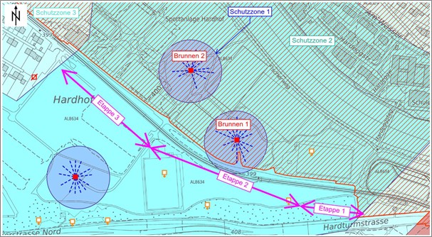 Grundwasserschutzzonen im Projektperimeter