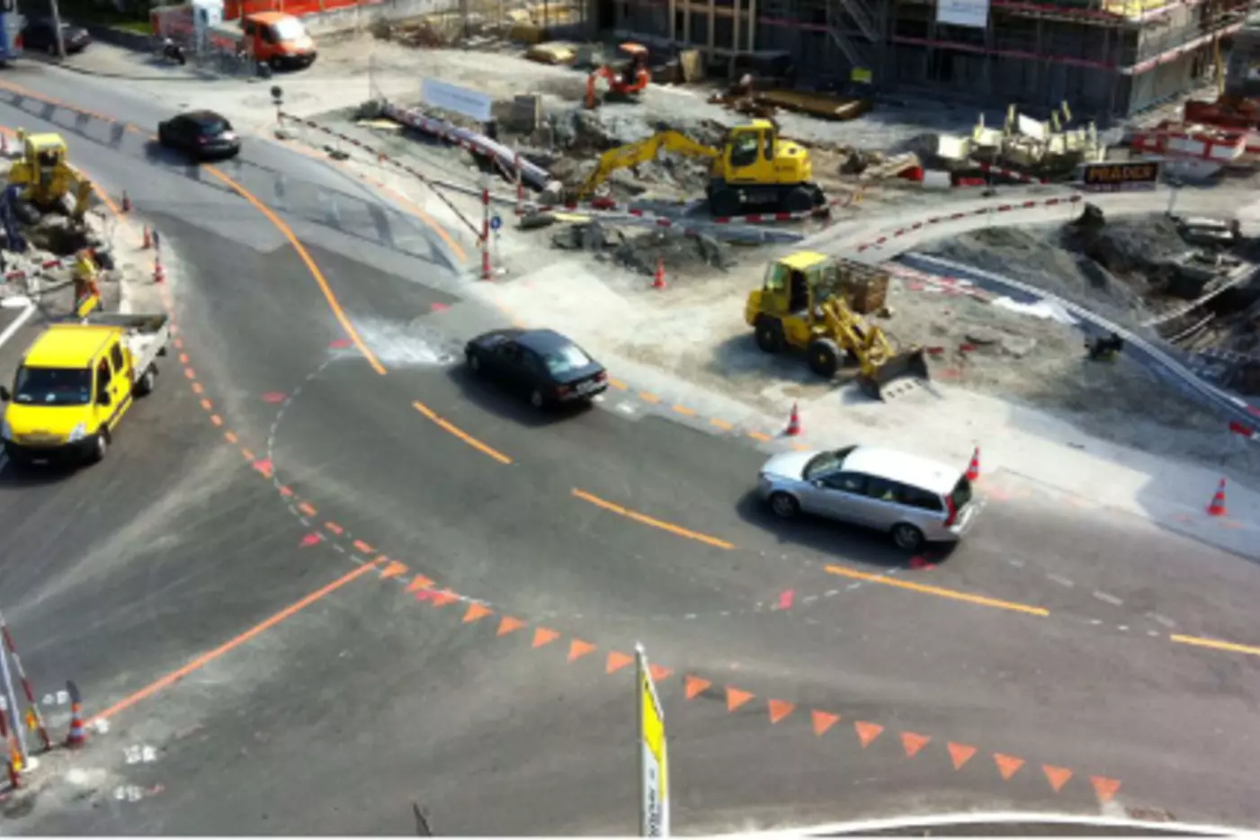 Kreisel Kasernen-/Rätusstrasse, Chur: Während dem Umbau