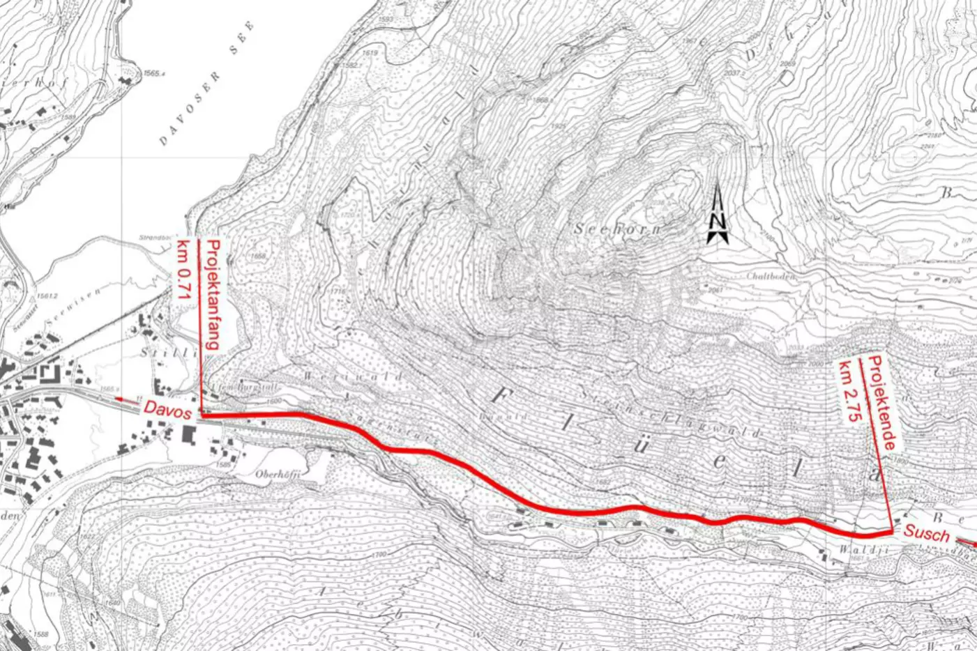 H28b Flüelastrasse, Stilli - Pedrawald: Übersichtsplan