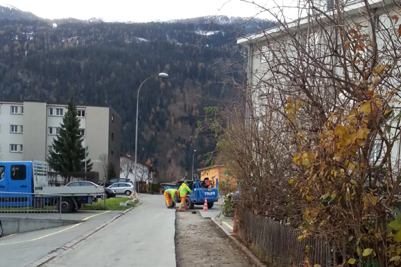 Wasserleitung Rieven Pavillon, Domat/Ems: Vorbereitung für Einbau Tragschicht