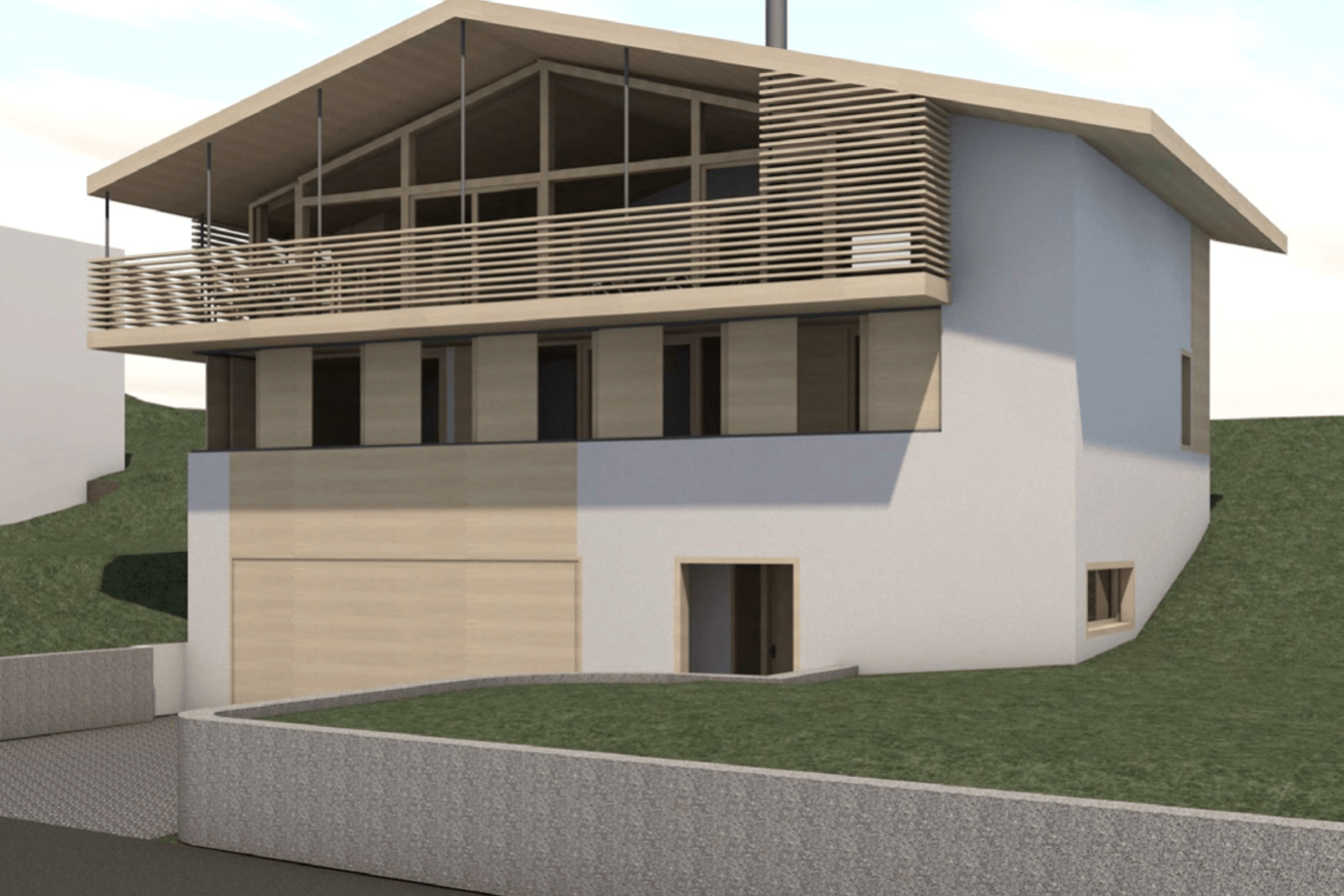 Neubau Ferienhaus Prasout, Arosa: Visualisierung Architekt
