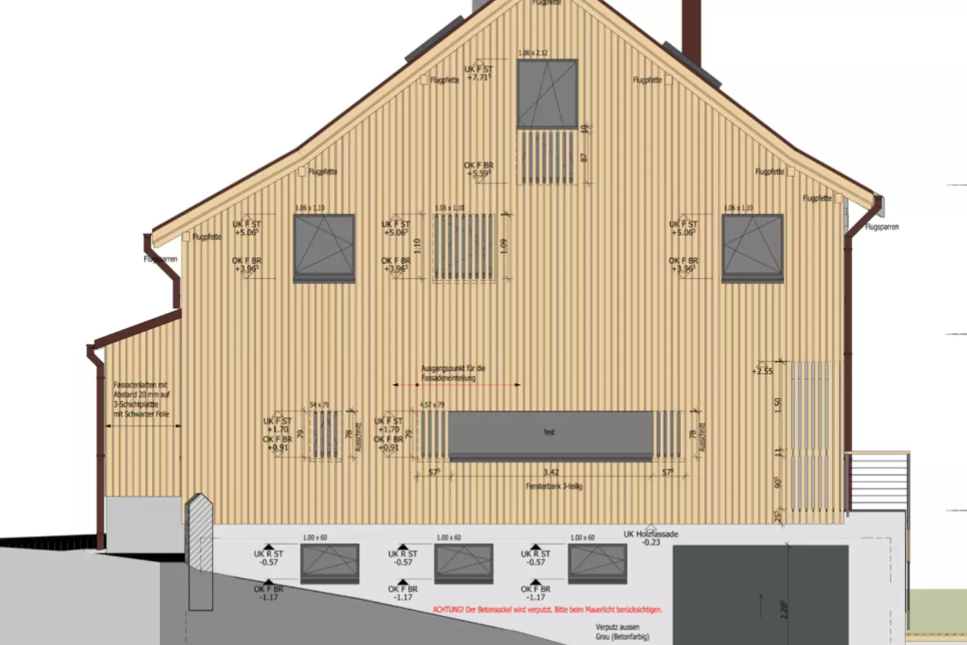 Anbau Kuoni, Maienfeld: Fassade West