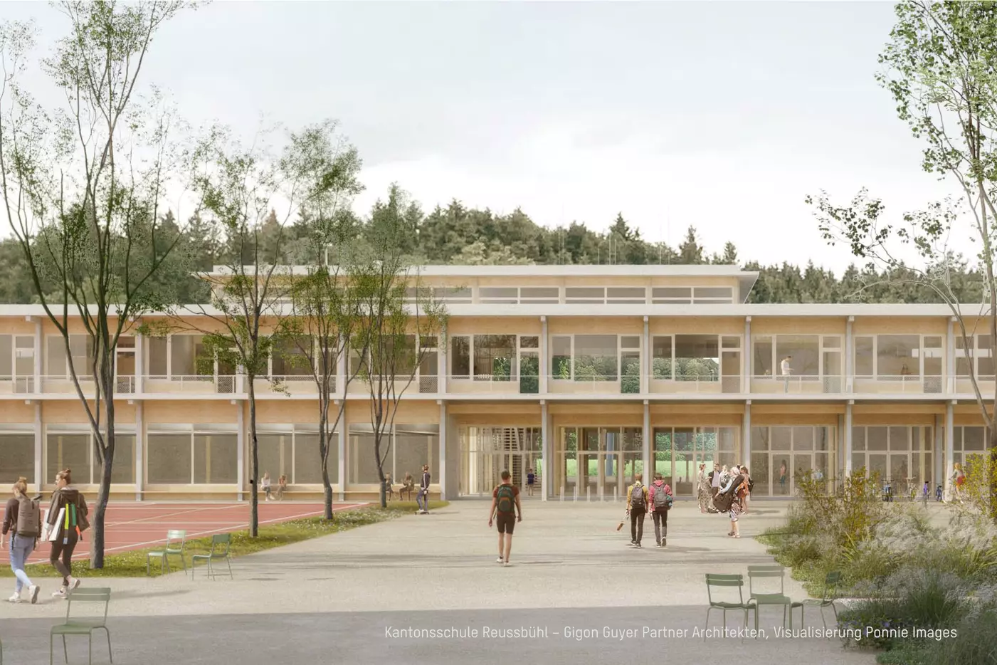 Kantonsschule Reussbühl – Gigon Guyer Partner Architekten, Visualisierung Ponnie Images
