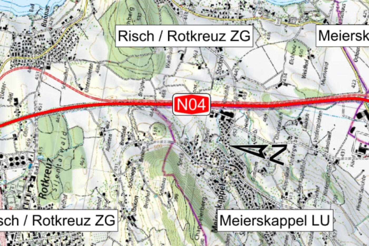 Visualisierung Projektabschnitt Verzweigung Rütihof bis Anschluss Küssnacht