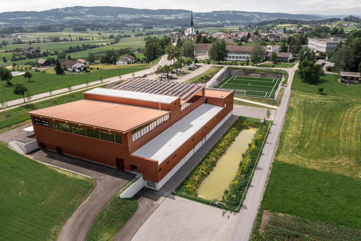 Drohnenaufnahme Sporthalle Gossau