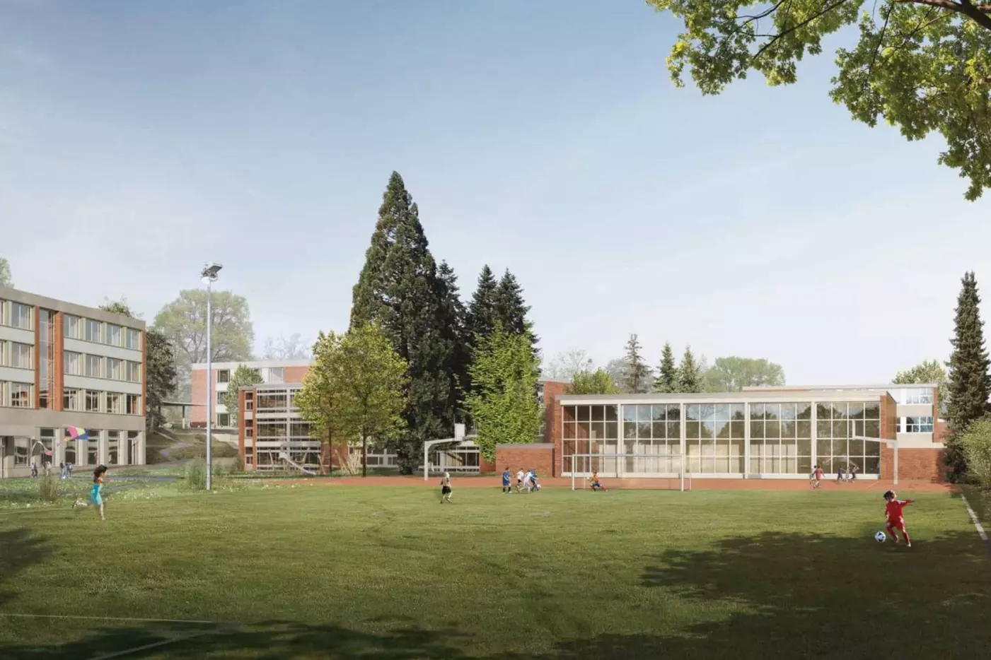 Visualisierung Schulanlage Wolfsmatt, Dietikon von Bünzli & Courvoisier Architekten AG