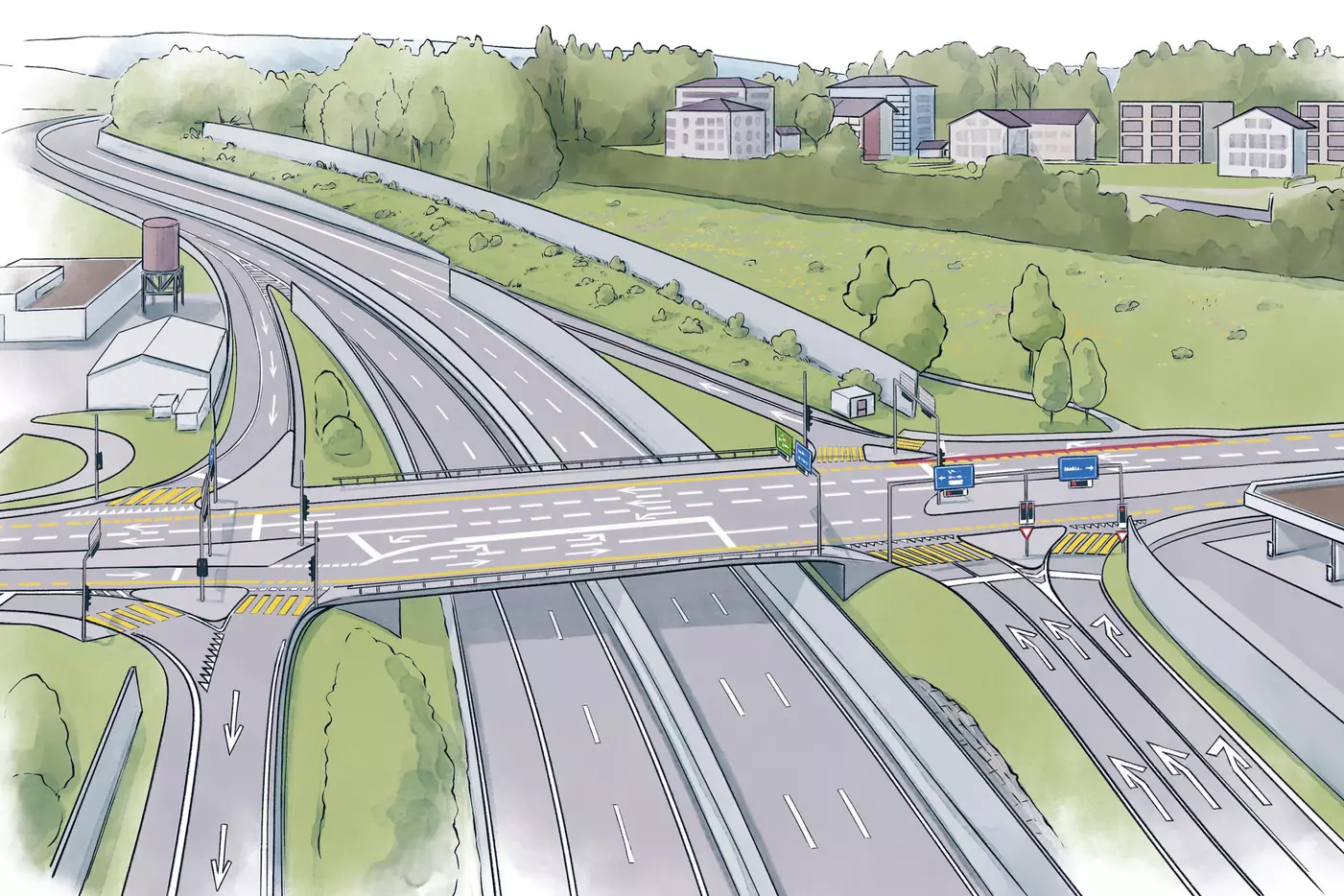 Anschluss A2 Emmen Nord Richtung Basel (© Oculus Illustration GmbH)