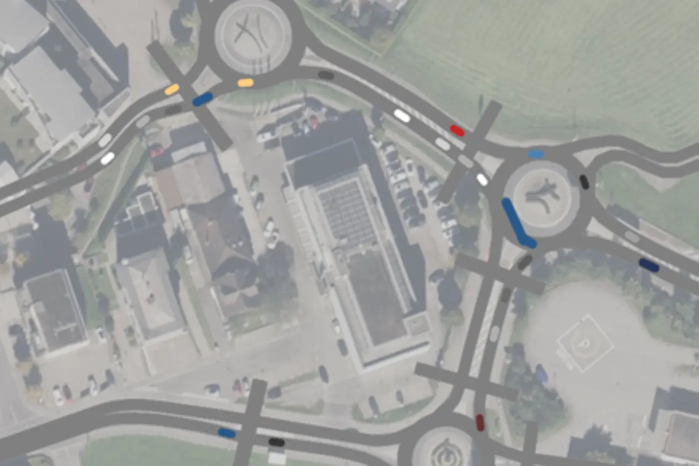 Strassennetz Sarnen mit Verkehr