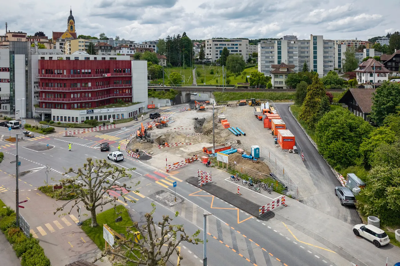 Baustelle Knoten Gersag ist ersichtlich