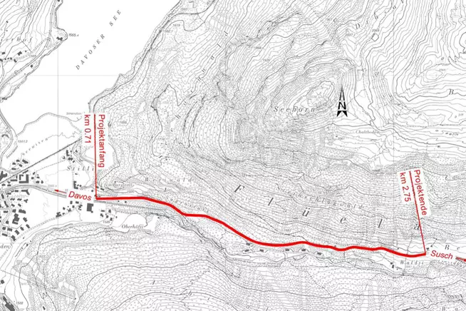 H28b Flüelastrasse, Stilli - Pedrawald: Übersichtsplan