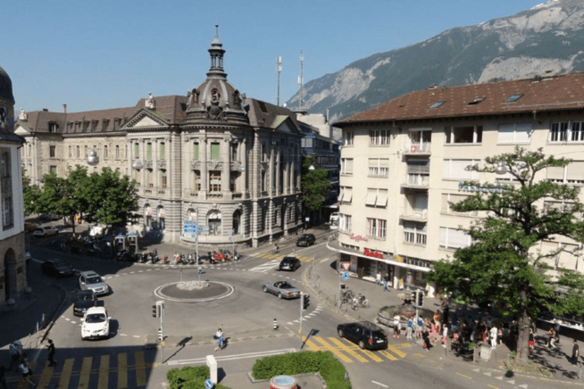 Neugestaltung Postplatz, Chur: Ursprünglicher Zustand mit Kreisel