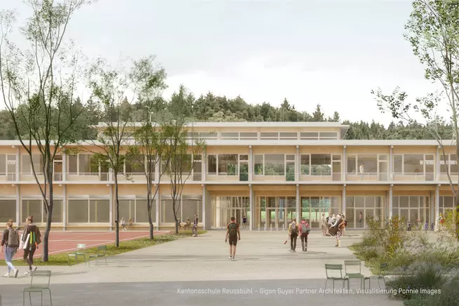 Kantonsschule Reussbühl – Gigon Guyer Partner Architekten, Visualisierung Ponnie Images