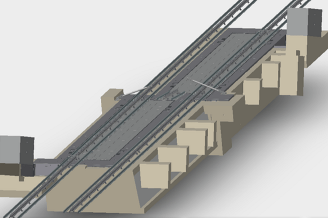 3D-Modell der Gleiswender 1 und 2, Position für die gerade Überfahrt (Ferdinand Steck Maschinenfabrik AG)
