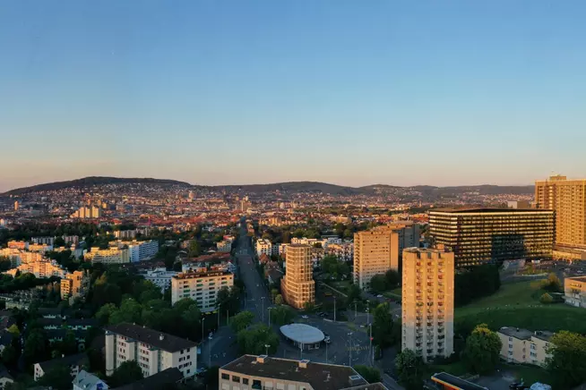 Vogelperspektive Sphinx Hochhaus Birmensdorferstrasse Zürich